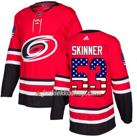 Miehille NHL Carolina Hurricanes Pelipaita Jeff Skinner 53 Adidas 2017-2018 Punainen USA Flag Fashion Authentic